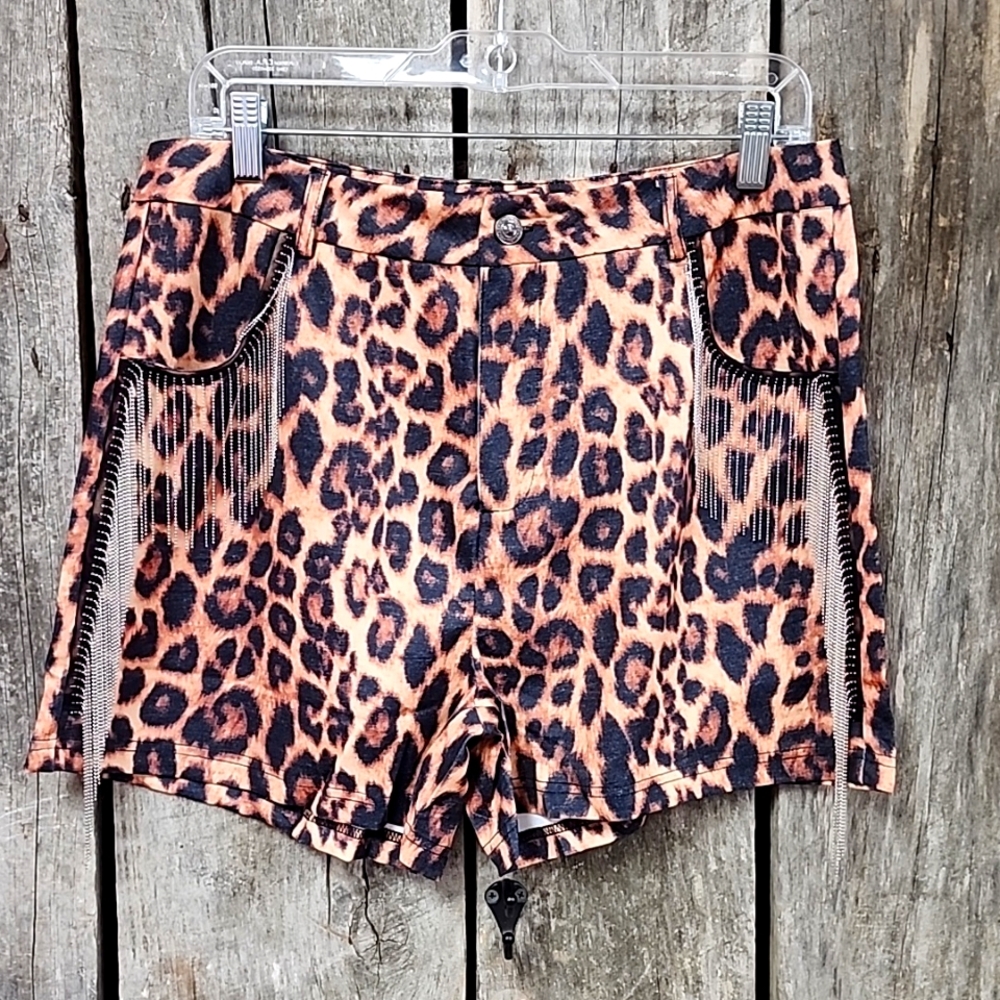 Leopard Fringed Shorts